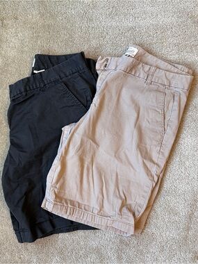 Women's J. Crew Casual Bermuda Chino Shorts in Black/Charcoal and Khaki